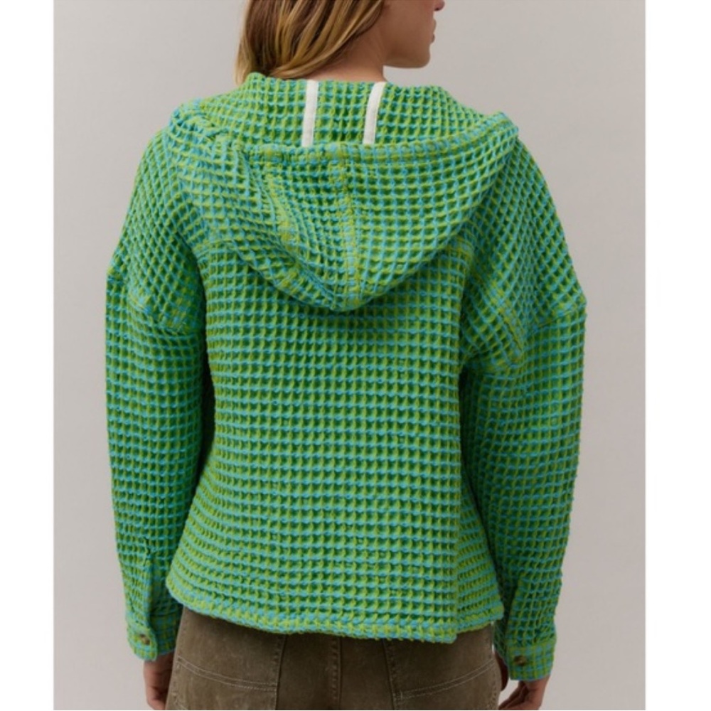 URBAN OUTFITTERS BDG Baja Stanley Waffle Hooded Top SZ XL Blue Gree NWT - Picture 4 of 10